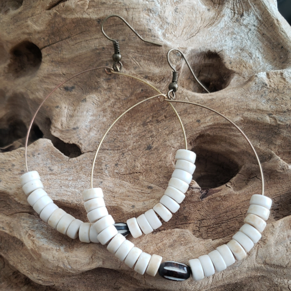 ANTIQUE BRASS AND BONE HOOPS 2