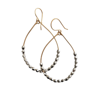Brass hoops with silvertone beads.