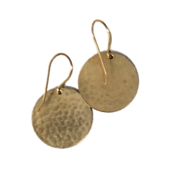 Round Brass Dangle Earring Back view
