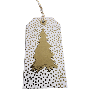 Opulence Rectangle Polka Dot with Christmas Tree in Gold foil