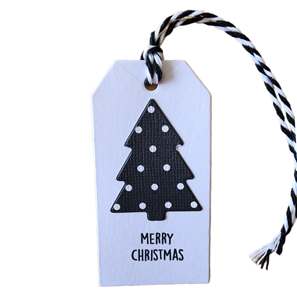 White Polka Dot Christmas Tree Tag Hanmade by GEM Designs, LLC