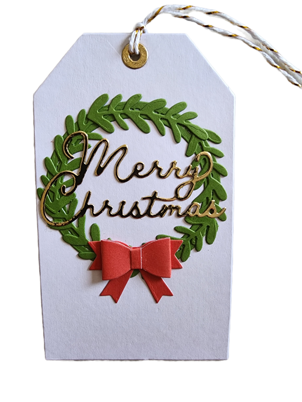 Christmas Wreath Handmade Gift Tag by Gem Designs, LLC