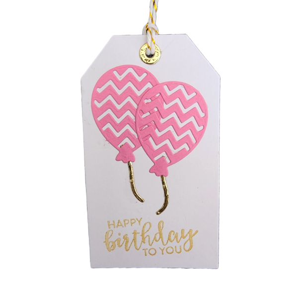 Balloons Gift Tag with Happy Birthday to you on the front and from on the back.