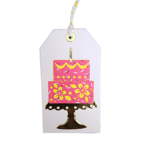 Brithday Cake Gift Tag on the front with Happy Birthday to You and From on the back.