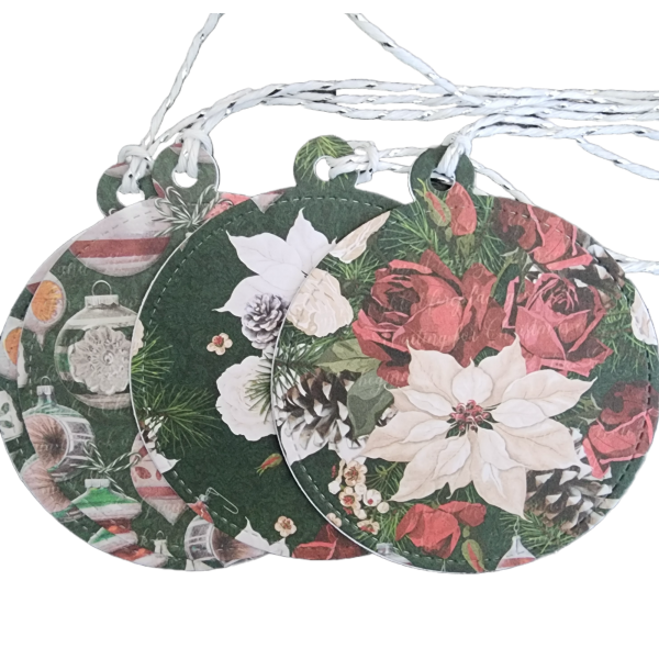 Poinsettia and Bell Ornament Tags
