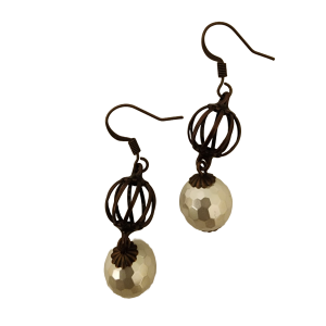 Cotton pearl dangles handmade earrings
